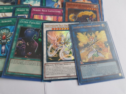 Bundle Of X55 Yu Gi Oh Cards Nordic Set Mainly Purple Deck Box Card Protectors - Image 2