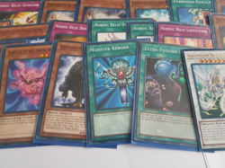 Bundle Of X55 Yu Gi Oh Cards Nordic Set Mainly Purple Deck Box Card Protectors - Image 3