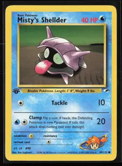 Misty's Shellder 89/132 1st Edition Common Gym Heroes Pokemon LP - Image 1