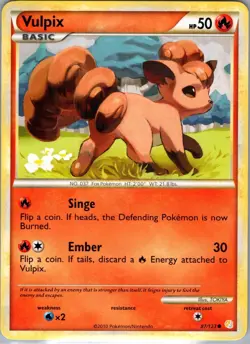 Vulpix 87/123 Common HeartGold & SoulSilver Pokemon Near Mint - Image 1