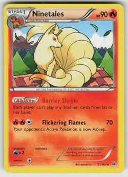 Ninetales 21/160 Rare Primal Clash Pokemon Lightly Played - Image 1