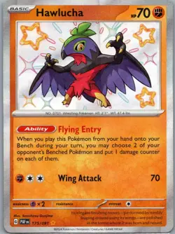 Hawlucha 175/091 Shiny Rare Paldean Fates Pokemon Holo Near Mint - Image 1