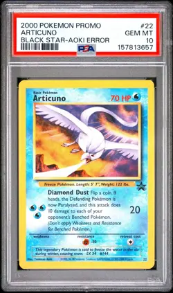 2000 Pokemon Black Star Promo #22 Articuno Aoki Error PSA 10 GEM MINT WOTC - Image 1