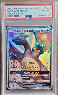 2019 Pokemon Charizard GX SV49/SV94 Hidden Fates PSA 10 Full Art Holo - Image 1