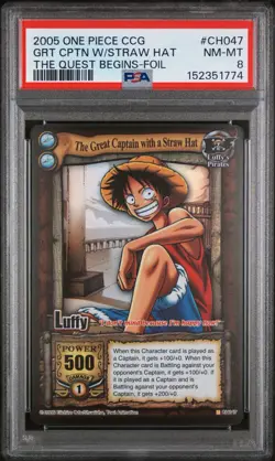 2005 ONE PIECE MONKEY D. LUFFY VINTAGE THE QUEST BEGINS STRAW HAT CH047 PSA 8 - Image 1