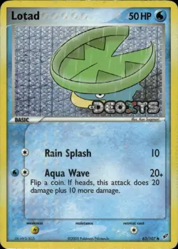 Lotad 63/107 Common Deoxys Pokemon Reverse Holo Heavily Played - Image 1
