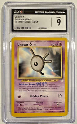 CGC Mint Unown K Pokemon 2001 Neo Revelation 58/64 9 - Image 1