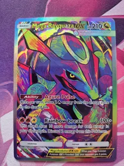 Mega Rayquaza Custom Fan Art holographic Card holo - Image 1