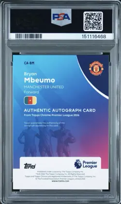 2025 TOPPS CHROME PREMIER LEAGUE AUTO BLACK WAVE BRYAN MBEUMO PSA 9 - Image 2
