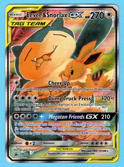 Pokemon TCG Eevee & Snorlax GX TAG TEAM GX Promo Holo SM169 English 2019 270HP - Image 1