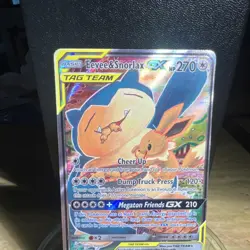 Pokemon Eevee & Snorlax GX TAG TEAM Full Art Promo Holo SM169 270HP English - Image 1