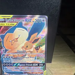 Pokemon Eevee & Snorlax GX TAG TEAM Full Art Promo Holo SM169 270HP English - Image 2