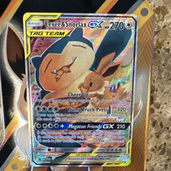 Pokemon TCG Eevee & Snorlax GX TAG TEAM Promo Holo SM169 270 HP English - Image 1