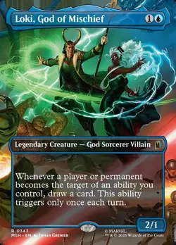 LOKI, GOD OF MISCHIEF Rare Borderless Foil Marvel Super Heroes NM MTG - Image 1