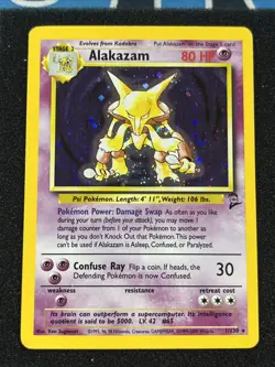 POKEMON TCG ALAKAZAM BASE 2 SET RARE HOLO 1/130 MP-LP - Image 1