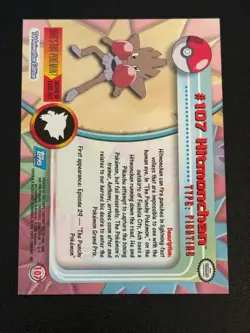 Hitmonchan 107 HOLO Pokemon Topps Blue Logo - Image 2