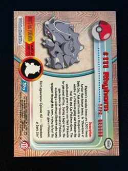 Rhyhorn 111 HOLO Pokemon Topps Blue Logo - Image 2