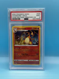 Pokemon TCG Charizard Holo 025/185 SWSH Vivid Voltage Cracked Ice PSA 9 - Image 1