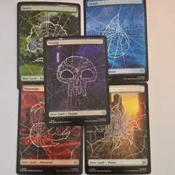 Full Art SpiderMan Lands MTG Foil Set - Image 1