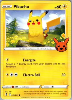 Pikachu 049/203 Non Holo Trick or Trade BOOster Bundle - Pokemon Card - NM - Image 1