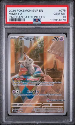 Mimikyu 075/091 Paldean Fates Pokemon Center Elite Trainer Box Pokemon PSA 10 - Image 1