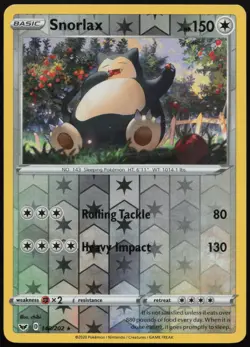 Snorlax 140/202 Rare Sword & Shield Pokemon Reverse Holo LP/NM - Image 1