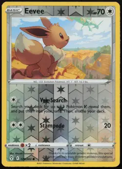 Eevee 125/203 Common Evolving Skies Pokemon Reverse Holo LP/NM (Rayquaza Cameo) - Image 1