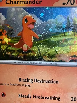 POKEMON CHARMANDER 007/091 COMMON COSMOS HOLO WITH SWIRL PALDEAN FATES NM CARD - Image 3