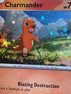 POKEMON CHARMANDER 007/091 COMMON COSMOS HOLO WITH SWIRL PALDEAN FATES NM CARD - Image 5