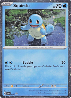 🌀Pokemon Squirtle SVP 048 Cosmos Holo Promo SWIRL Near Mint Scarlet & Violet🌀 - Image 1