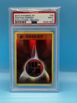 Pokemon TCG Fighting Energy 096/108 Reverse Holo Evolutions PSA 9 - Image 1
