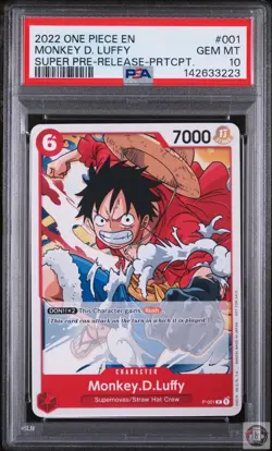Monkey D. Luffy 001 Super Pre-release-participation One Piece PSA 10 - Image 1