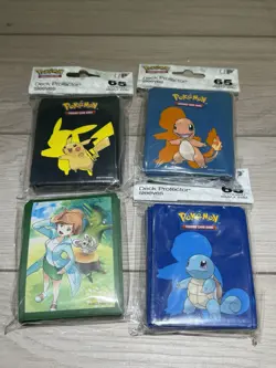 4 Pokemon Squirtle, Pikachu Ultra Pro Standard Deck Protector Sleeves - 65pk - Image 1