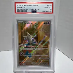 Pokemon TCG Mimikyu Paldean Fates Pokemon Center Center ETB Promo 075 PSA 10 - Image 1