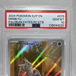 Pokemon TCG Mimikyu Paldean Fates Pokemon Center Center ETB Promo 075 PSA 10 - Image 2