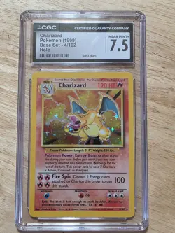 1999 Pokemon TCG Charizard Base Set Holo Unlimited Rare Card 4/102 CGC 7.5 - Image 1