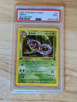 1999 Pokemon Fossil 1st Edition #31 Arbok PSA 9 Mint - Image 1