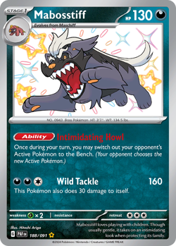 MABOSSTIFF 188/091 SHINY RARE PALDEAN FATES POKEMON NEAR MINT - Image 1