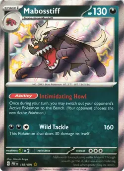 MABOSSTIFF 188/091 SHINY RARE PALDEAN FATES POKEMON NEAR MINT - Image 2