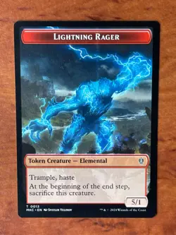 Lightning Rager / Gold Token MTG Magic the Gathering Card NM Near Mint MKC - Image 1
