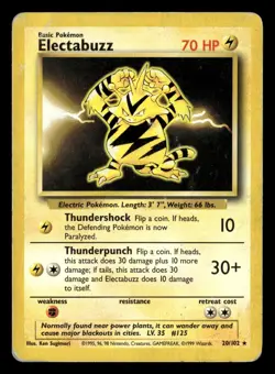 Electabuzz 20/102 Rare Base Set Unlimited Pokemon Card - 1 - Image 2