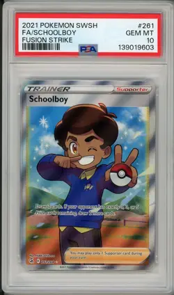 2021 Pokemon SWSH Fusion Strike Schoolboy Full Art #261 PSA 10 - Image 1
