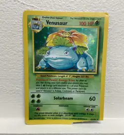 WOTC 1999 Pokemon TCG Base Set Unlimited Holo Rare Venusaur 15/102 Damaged - Image 1