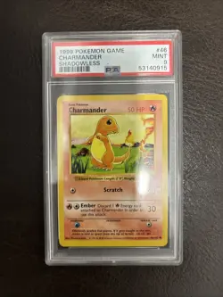 1999 POKEMON BASE SET SHADOWLESS #46/102 CHARMANDER PSA 9 MINT - Image 1