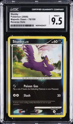 2008 POKEMON MAJESTIC DAWN - REVERSE HOLO #76/100 STRUNKY CGC 9.5 - Image 1