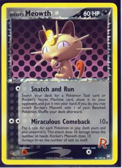 VINTAGE POKEMON EX TEAM ROCKET RETURNS- MEOWTH 46/109- COMMON-REGULAR- NM - Image 1