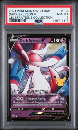 2021 POKEMON SWSH BLACK STAR PROMO CELEBRATIONS COLLECTION DARK SYLVEON V PSA 8 - Image 1