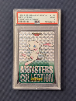 Bandai Pokemon TCG Mew Prism Carddass Vending JPN 1996 #151 PSA 9 GREEN VERSION - Image 1