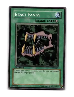 Beast Fangs Common 1st Edition The Legend of Blue Eyes White Dragon LOB-041 2002 - Image 1