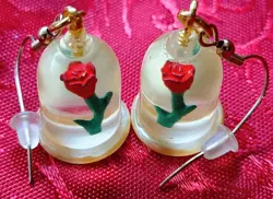 Walt Disney Beauty and The Beast Enchanted Mini Rose In A Dome Pierced Earrings - Image 2